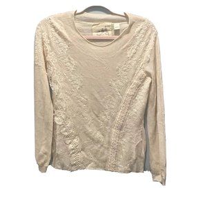 Angel of the North Anthropologie Lace Detailed Off White Sweater Size Large